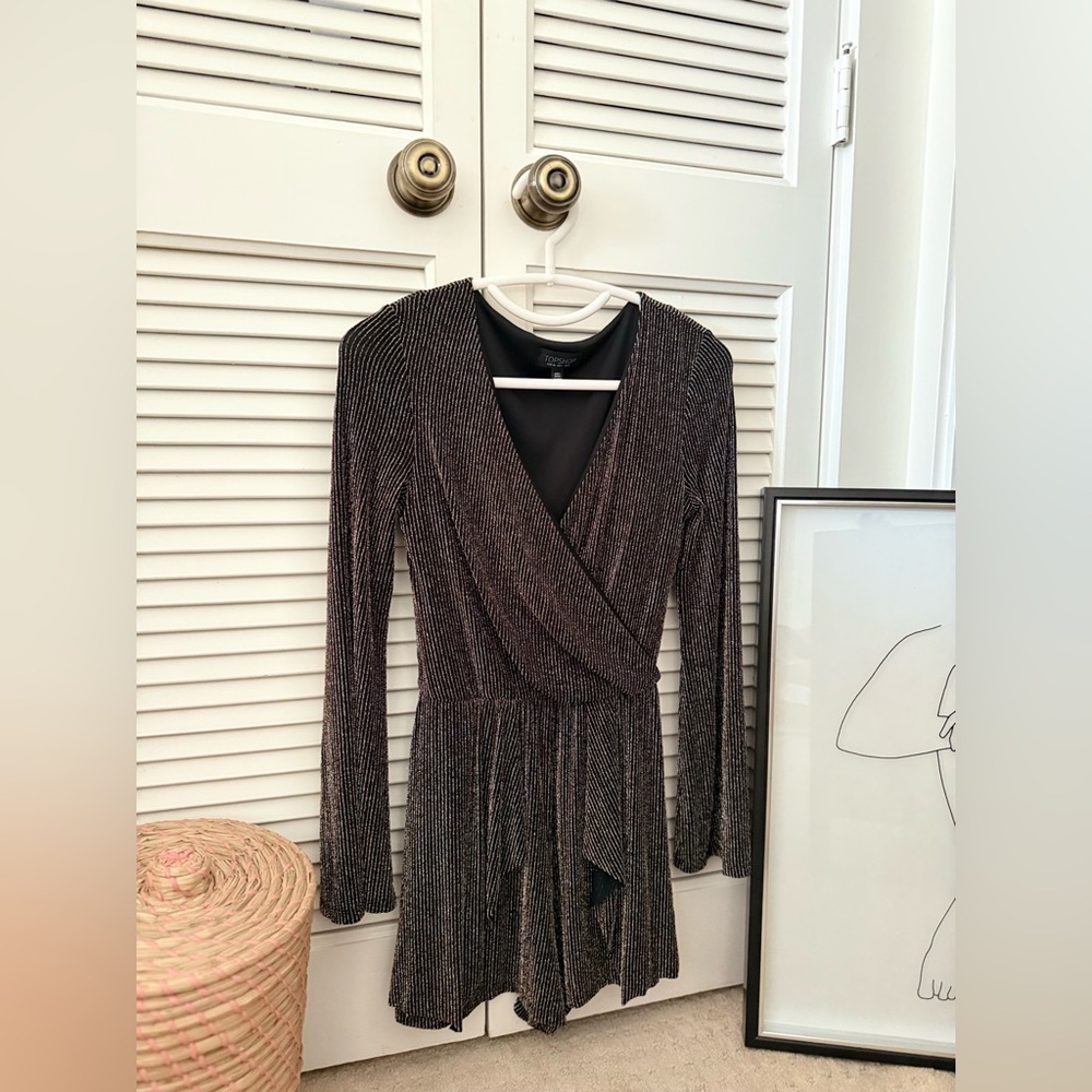Topshop Brown Long Sleeve Wrap Gown
